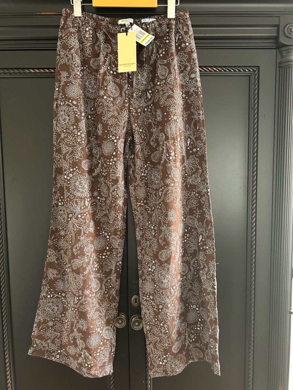 Scotch & Soda Linen Lounge Pants Pull On All over print brown Women’s Medium - Picture 2 of 8